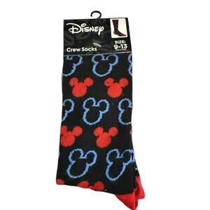 Disney Mickey Mouse Black Unisex Crew Socks Size 9-13